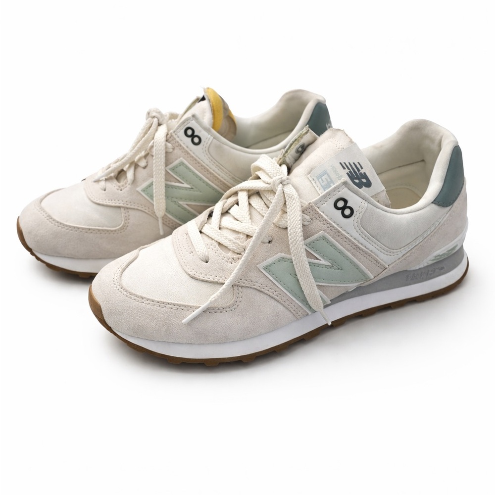 New Balance Women's Off-White and Sage Sneakers